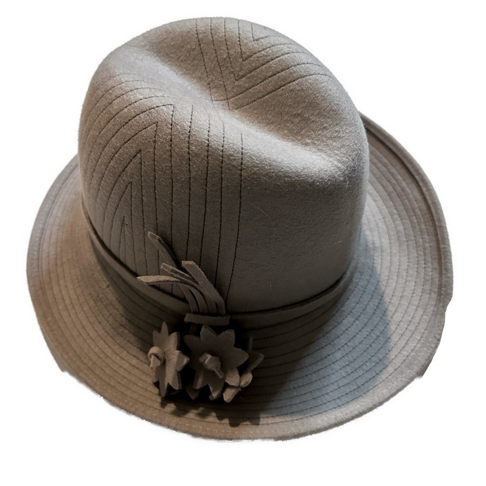 Elegant Gray Women's Hat with Floral Accent